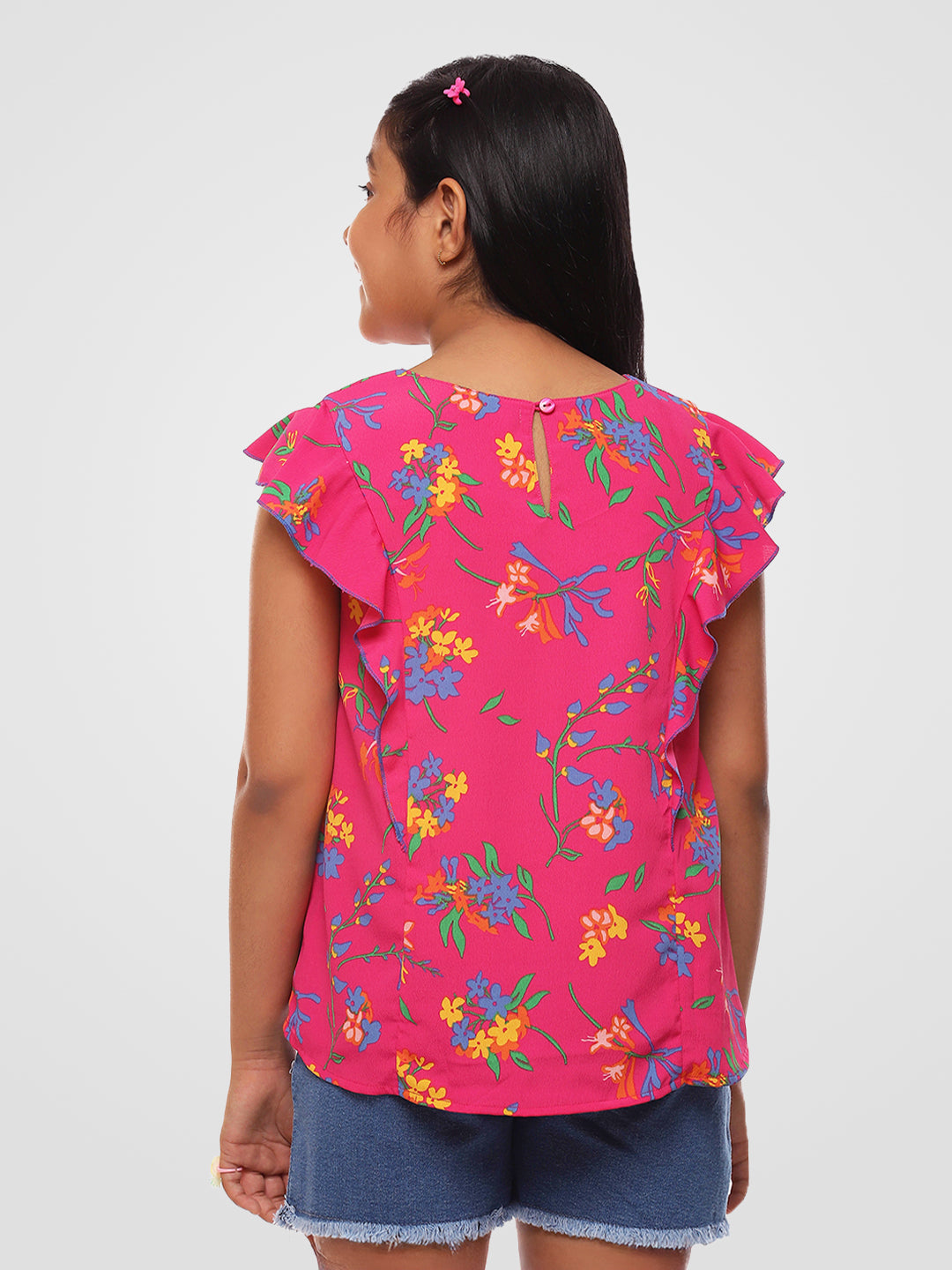 Girls Magenta Ruffles Top