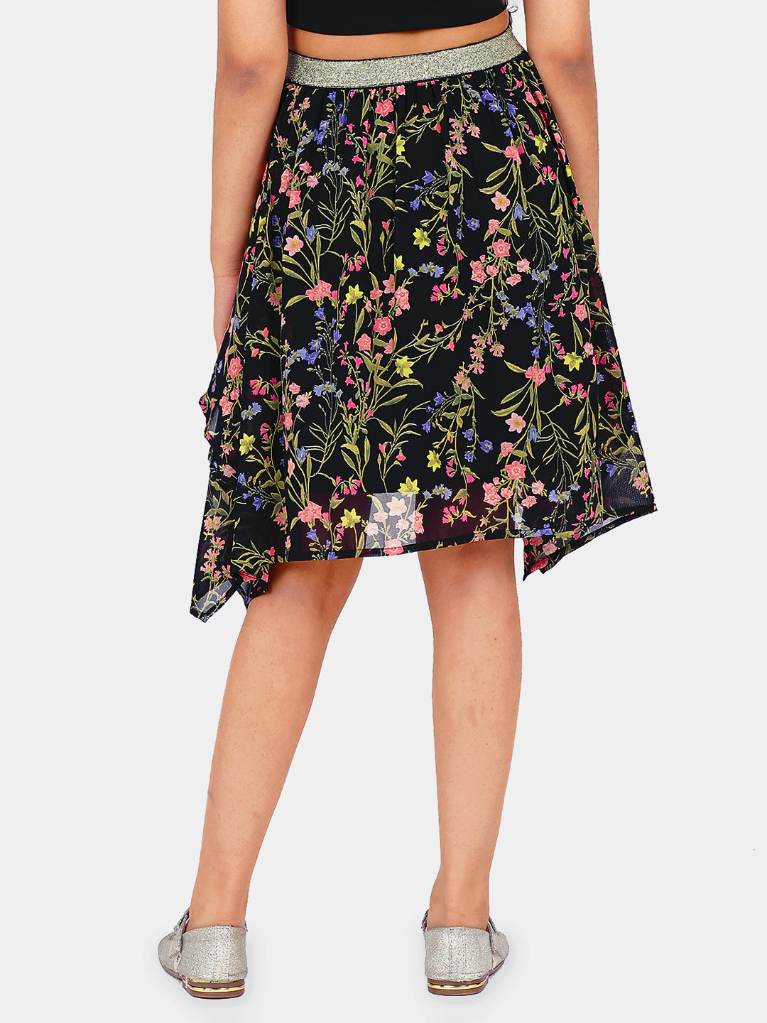 Girls Black Georgette Skirt