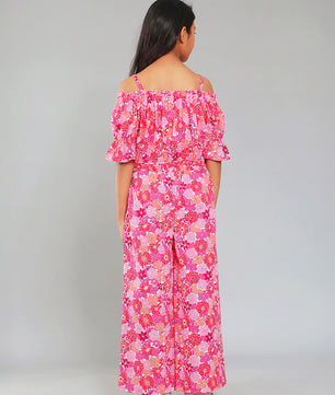 Girls Multicolored Printed Cotton Top and Palazzo Set