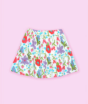 Girls Tiered Skirt in Printed Cotton