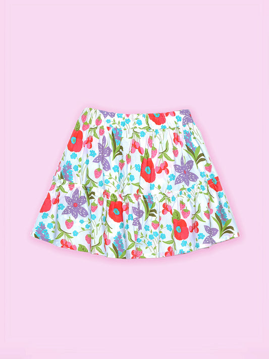Girls Tiered Skirt in Printed Cotton