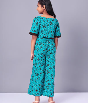 Girls Printed Cotton Top and Palazzo Set