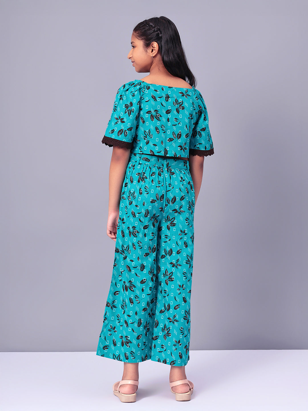 Girls Printed Cotton Top and Palazzo Set