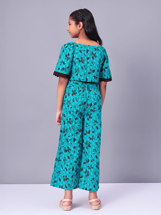 Girls Printed Cotton Top and Palazzo Set