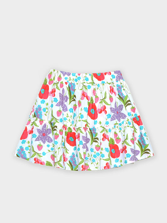 Girls Tiered Skirt in Printed Cotton