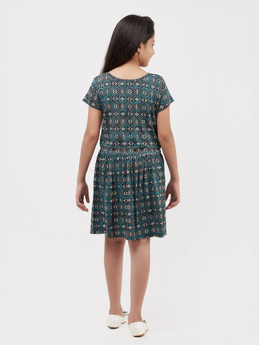 Girls Allover Print Jersey Dress