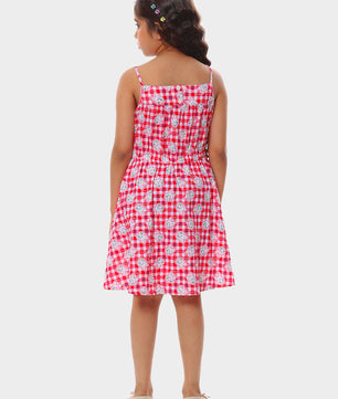 Girls Cat Print Cotton Dress