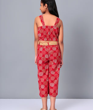 Girls Red Rayon Clothing Set