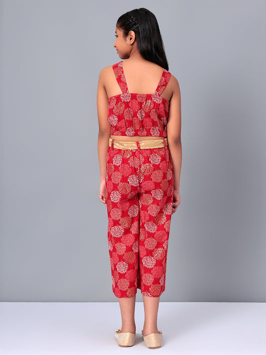 Girls Red Rayon Clothing Set