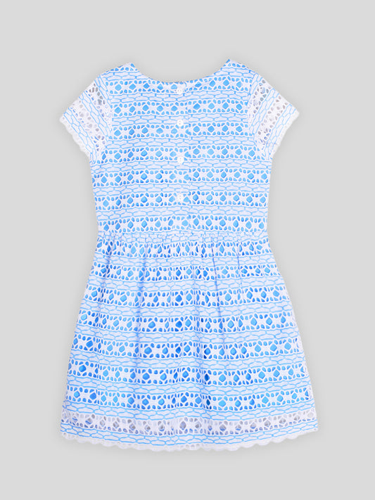 Girls Sky Blue Lace Dress