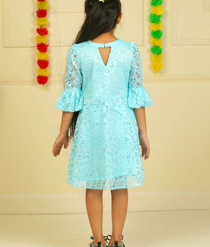 Girls Light Blue Lace Dress