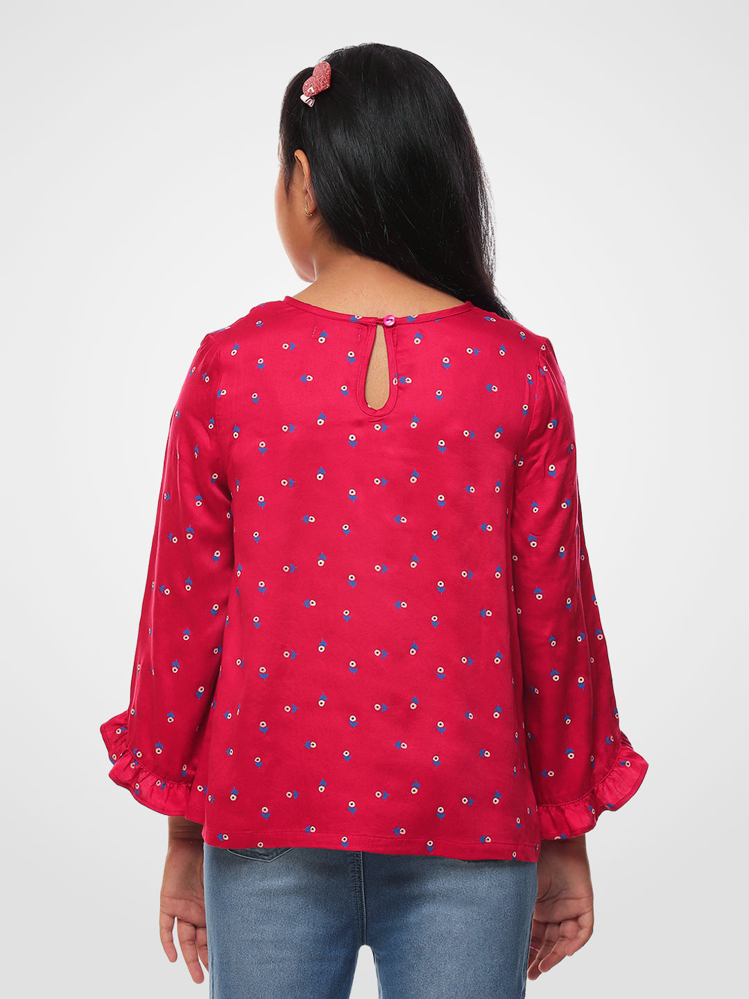 Girls Long Sleeves Rayon Top Maroon