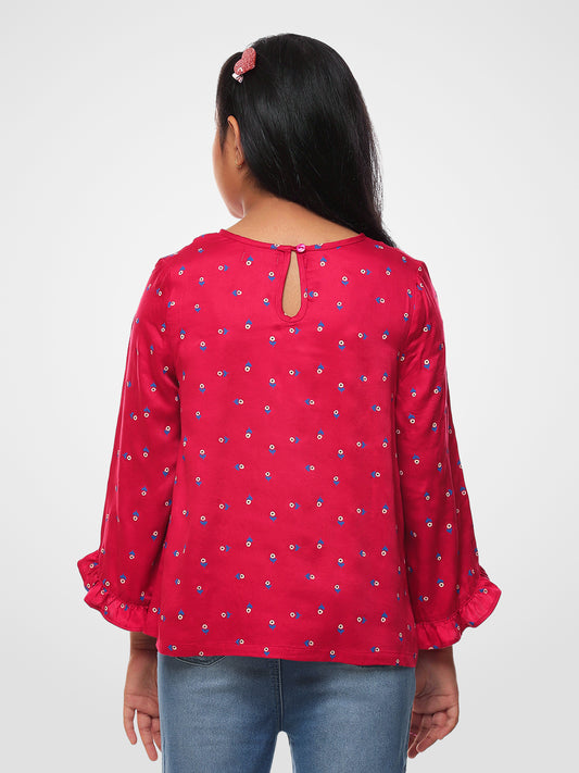 Girls Long Sleeves Rayon Top Maroon