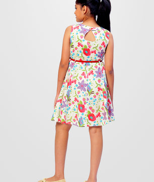 Girls Floral Print Cotton Dress