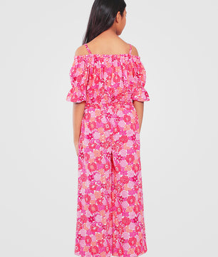 Girls Multicolored Printed Cotton Top and Palazzo Set