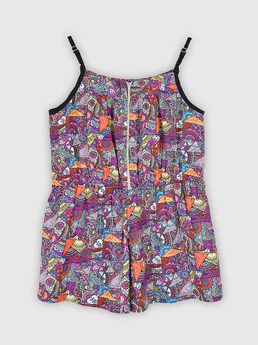 Girls Printed Rayon Romper