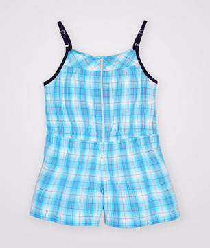 Girls Checks Cotton Romper