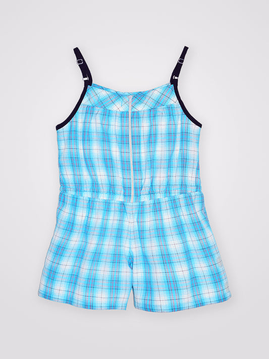 Girls Checks Cotton Romper
