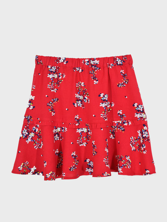 Girls Printed Rayon Flared Skirt