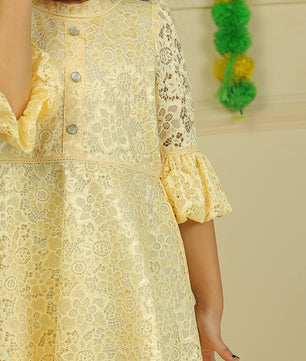 Girls Golden Lace Dress
