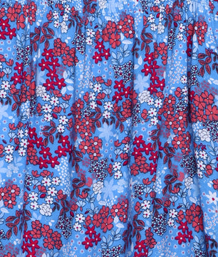 Girls Cold Shoulcer Top in Blue Printed Rayon