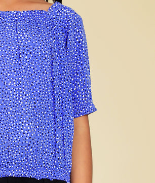 Girls Blue Printed Rayon Top
