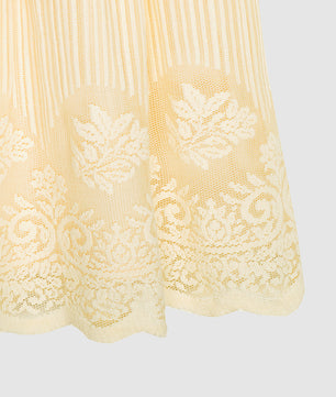 Girls Scalloped Hem Lace Dress in Beige Color