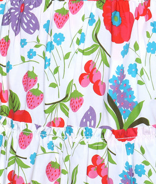 Girls Tiered Skirt in Printed Cotton