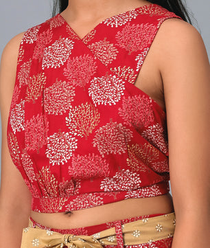 Girls Red Rayon Clothing Set