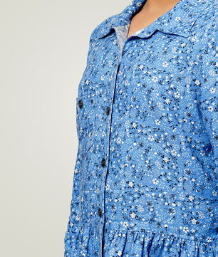 Girls Shirt Style Long Sleeves Dress in Cotton Twill