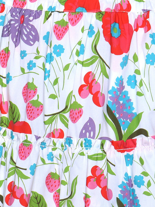 Girls Tiered Skirt in Printed Cotton