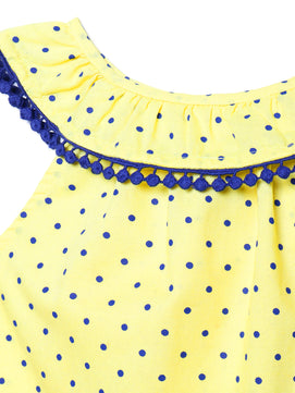 Girls Neck Frill Cotton Top