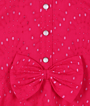Girls Fuschia Schiffli Dress