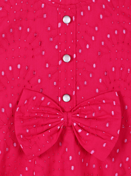 Girls Fuschia Schiffli Dress