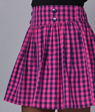 Girls Plaid Skirt in Blue and Pink