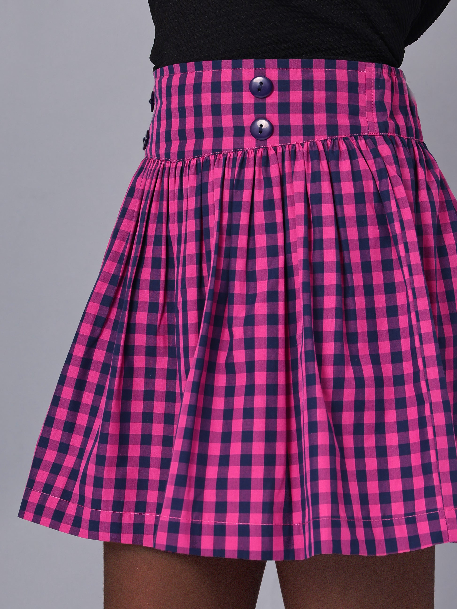 Girls Plaid Skirt in Blue and Pink