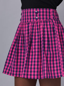 Girls Plaid Skirt in Blue and Pink