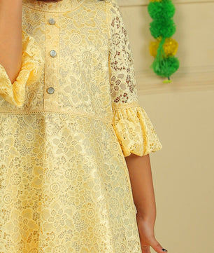 Girls Golden Lace Dress