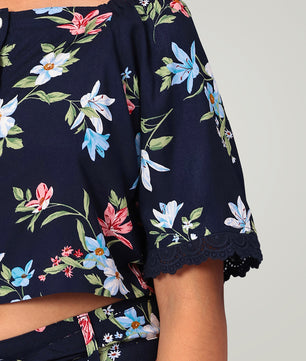 Girls Printed Rayon Top and Palazzo Set