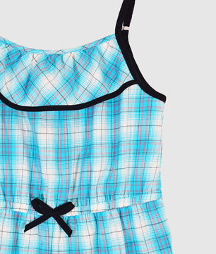 Girls Checks Cotton Romper