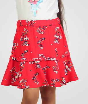 Girls Printed Rayon Flared Skirt