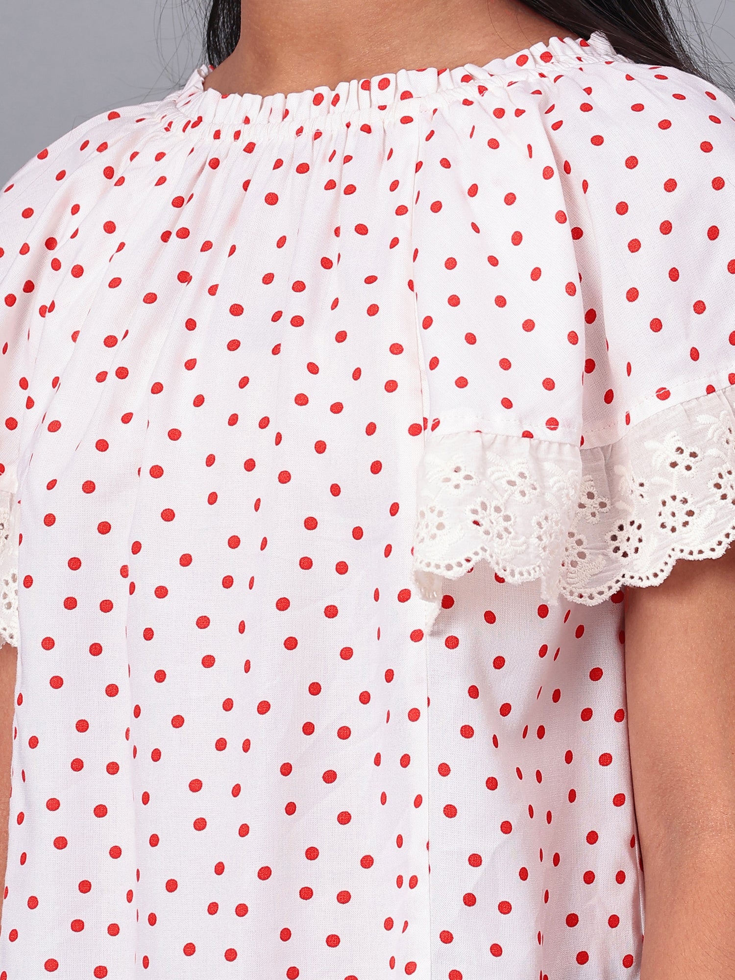 Girls Polka Dotted Rayon Top