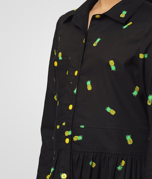 Girls Shirt Style Long Sleeves Dress in Cotton