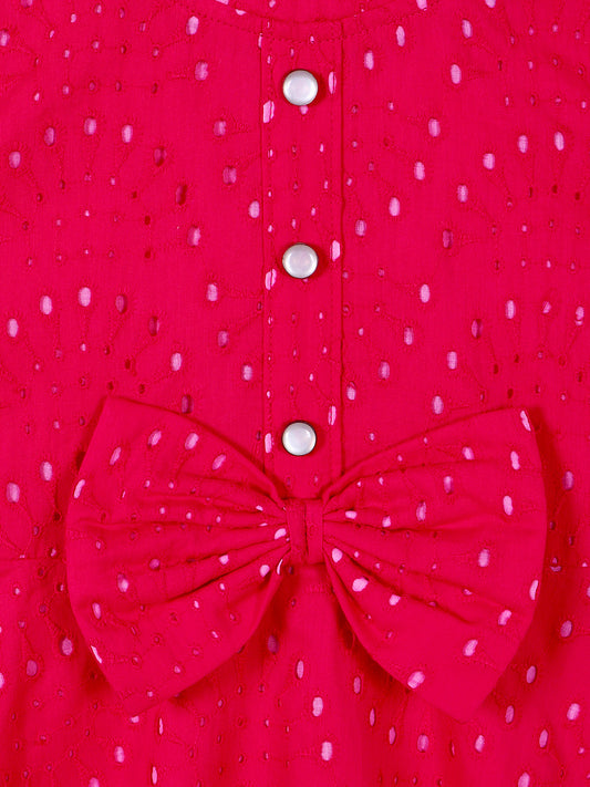 Girls Fuschia Schiffli Dress