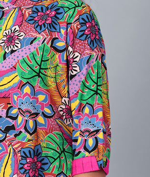 Girls Multicolored Printed Rayon Dress