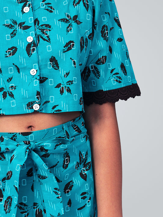 Girls Printed Cotton Top and Palazzo Set