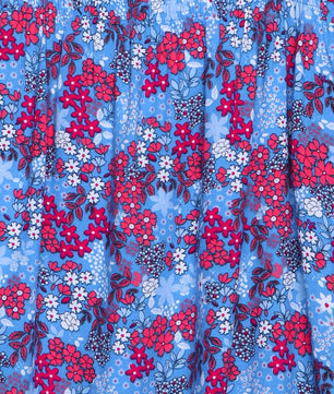 Girls Cold Shoulder Top in Blue Printed Rayon