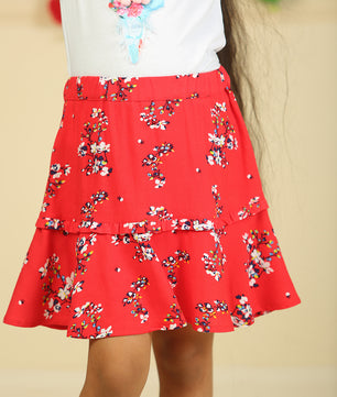 Girls Printed Rayon Flared Skirt