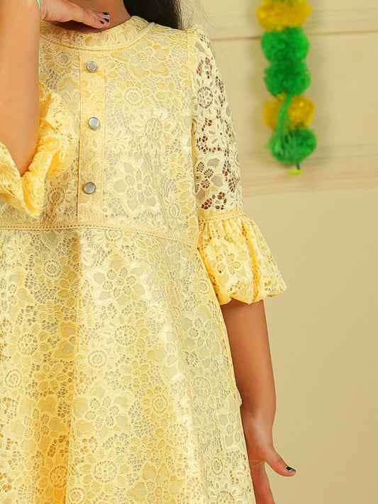 Girls Golden Lace Dress