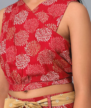 Girls Red Rayon Clothing Set